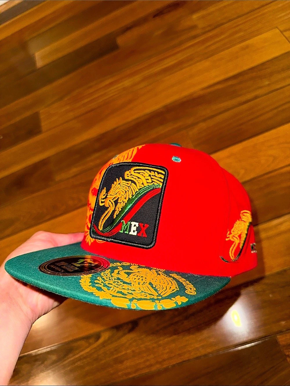 Top Level Mexico Snapback Hat Red & Green
